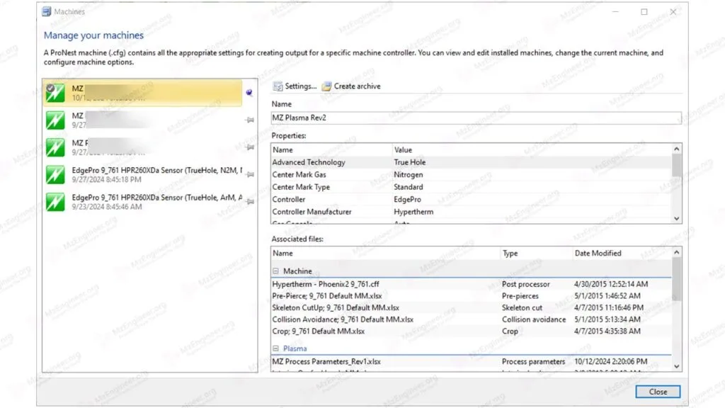 Quản lý máy trong ProNest 2019-Open the Machines dialog ProNest 2019 Open the Machines dialog ProNest 2019
